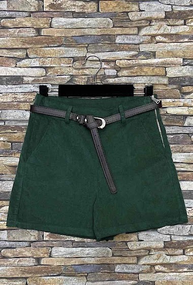 Wholesaler Elle Style - TIAGO Chino short classic thick velvet belt skirt with pockets.
