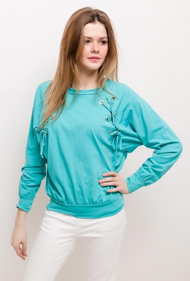 Wholesaler Elle Style - Lace-up sweatshirt