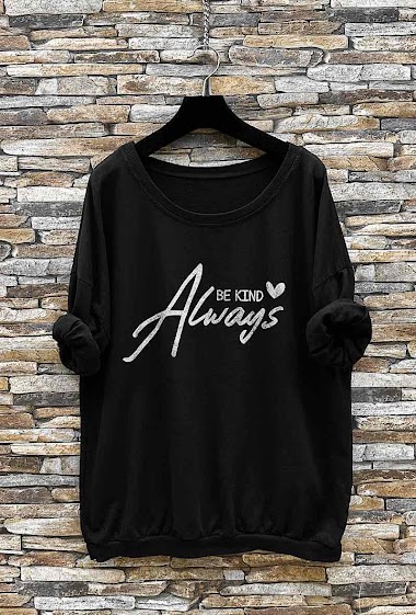 Grossiste Elle Style - Sweat ALWAYS manche longue en coton