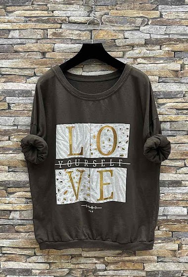 Wholesaler Elle Style - LOVE long-sleeved cotton sweatshirt