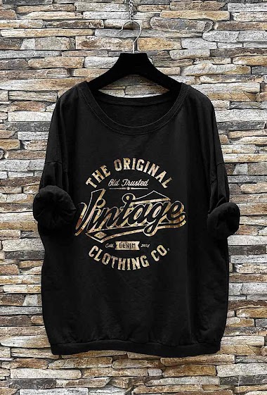 Wholesaler Elle Style - VINTAGE long-sleeved cotton sweatshirt