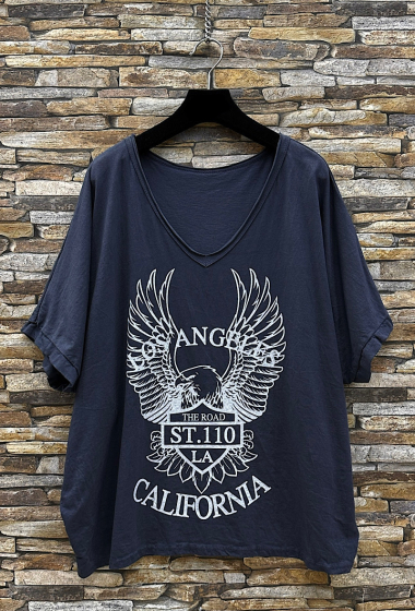 Grossiste Elle Style - T-shirt CALIFORNIA en coton fluide