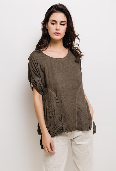 Grossiste Elle Style - T-shirt délavé en coton