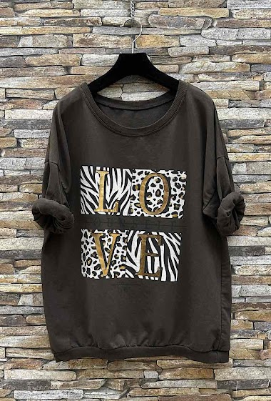 Wholesaler Elle Style - LOVE long-sleeved cotton sweatshirt