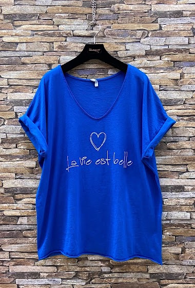 Wholesalers Elle Style - NAELLE T-shirt in cotton " LA VIE EST BELLE "