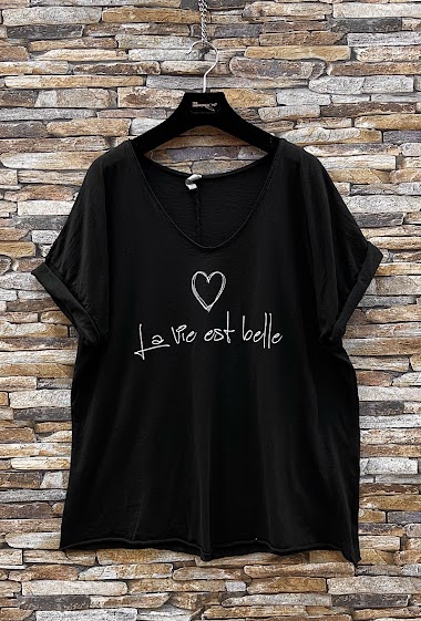 Wholesaler Elle Style - NAELLE T-shirt in cotton " LA VIE EST BELLE "