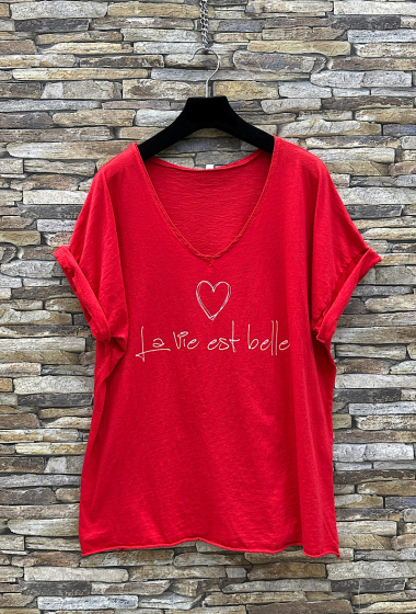 Mayorista Elle Style - NAELLE T-shirt in cotton " LA VIE EST BELLE "