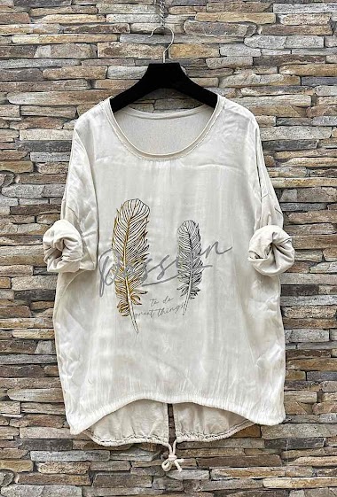 Wholesaler Elle Style - PASSION long-sleeved t-shirt in cotton and satin effect