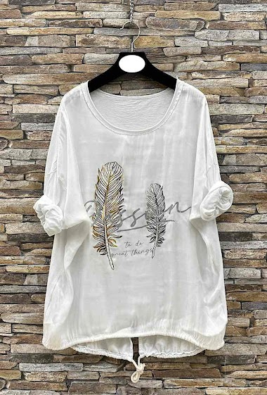 Wholesaler Elle Style - PASSION long-sleeved t-shirt in cotton and satin effect