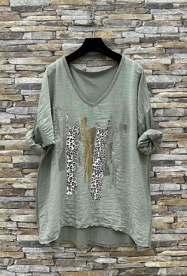 Grossiste Elle Style - T-shirt PEINT manche longue en coton