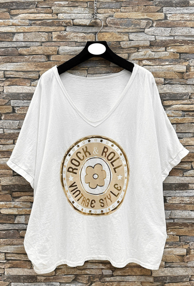 Grossiste Elle Style - T-shirt ROCK VINTAGE en Coton fluide