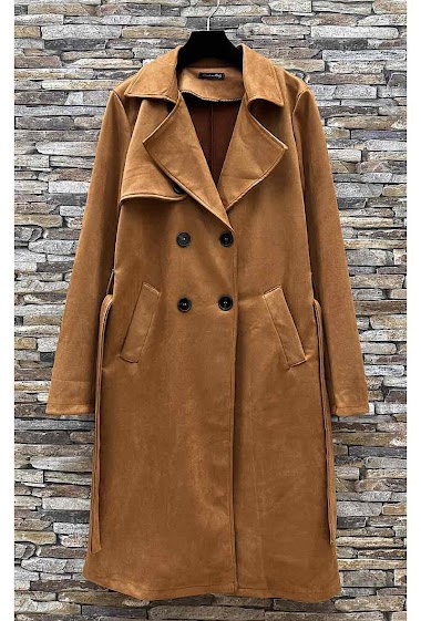 Wholesaler Elle Style - GASOLINA Trench coat with pocket and belt. in suede.