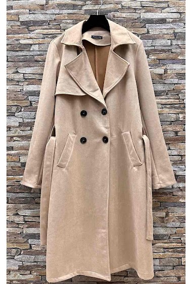 Großhändler Elle Style - GASOLINA Trench coat with pocket and belt. in suede.