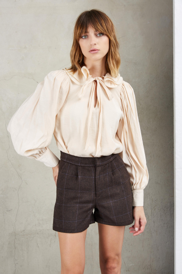 Wholesaler ELLI WHITE - Iridescent chiffon blouse with fancy collar