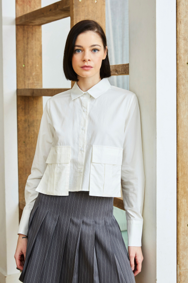 Wholesaler ELLI WHITE - Cotton shirt with pockets