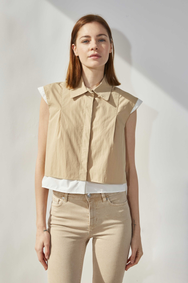Wholesaler ELLI WHITE - Two-piece sleeveless cotton shirt