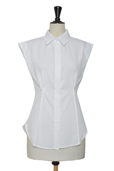 Wholesaler ELLI WHITE - Short-sleeved textured cotton shirt