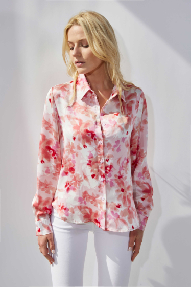 Wholesaler ELLI WHITE - Premium satin floral print shirt