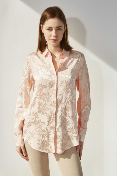 Wholesaler ELLI WHITE - Flowing viscose shirt with foliage pattern