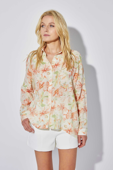Wholesaler ELLI WHITE - Wide floral print viscose shirt