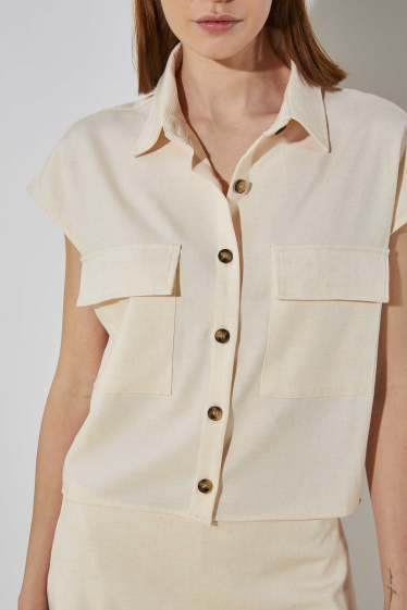 Grossiste ELLI WHITE - Chemise manche courte avec poches