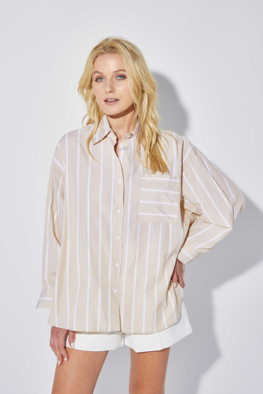 Wholesaler ELLI WHITE - Oversized striped shirt with pockets