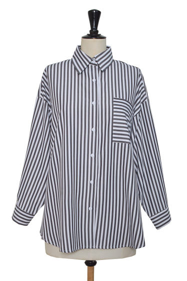Wholesaler ELLI WHITE - Oversized striped shirt with pocket