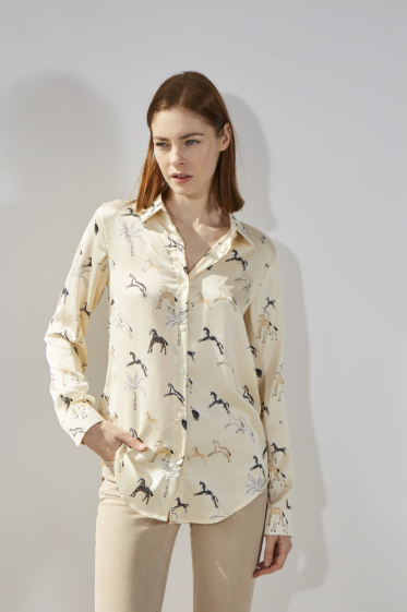 Wholesaler ELLI WHITE - Silky horse print shirt