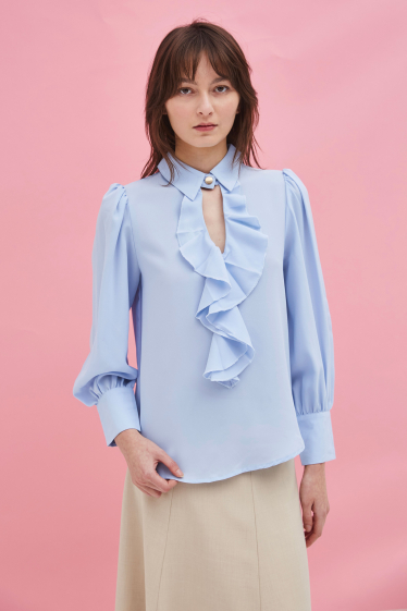Wholesaler ELLI WHITE - Ruffled chiffon blouse