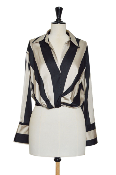 Wholesaler ELLI WHITE - Satin blouse with elastic waist