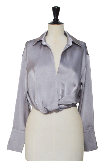 Wholesaler ELLI WHITE - Wrap-effect satin blouse