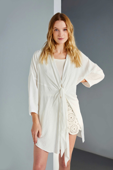Wholesaler ELLI WHITE - Tied flowy viscose blouse