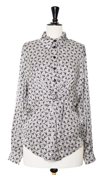 Wholesaler ELLI WHITE - Silky printed knotted blouse