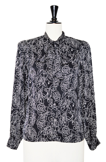 Großhändler ELLI WHITE - Seidige Bluse mit Blumendruck und Schluppenkragen