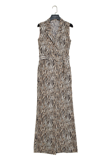 Wholesaler Lily White - Zebra print jumpsuit with belt