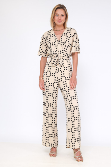 Wholesaler ELLI WHITE - Short sleeve polka dot jumpsuit