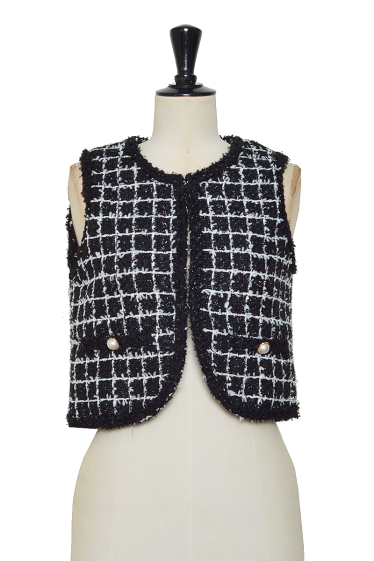 Wholesaler ELLI WHITE - Sleeveless tweed waistcoat with edging