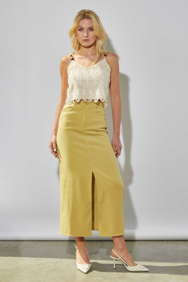 Wholesaler ELLI WHITE - Long skirt with pockets and slits