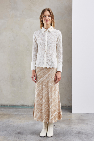 Wholesaler ELLI WHITE - Long textured velvet skirt