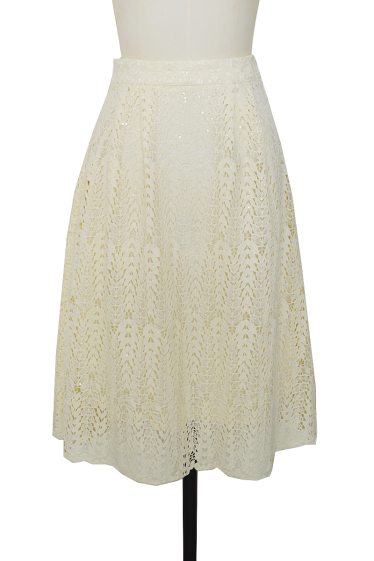 Wholesaler ELLI WHITE - Long flared lace skirt with sequins