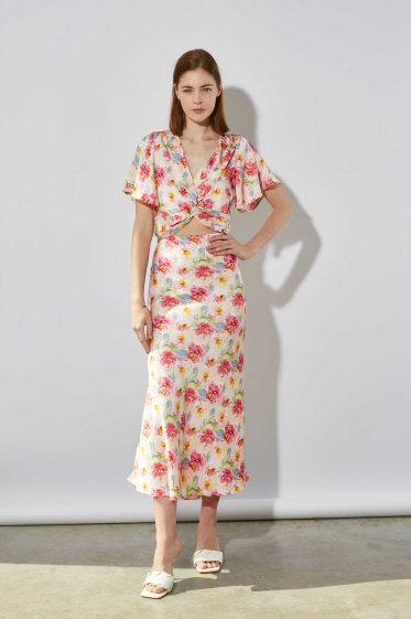 Wholesaler ELLI WHITE - Long floral print skirt