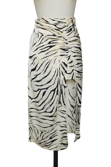Wholesaler ELLI WHITE - Long zebra print skirt with slit