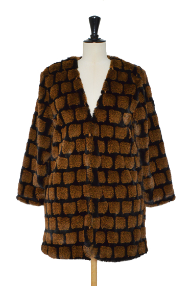 Wholesaler ELLI WHITE - Brick-effect textured fur coat