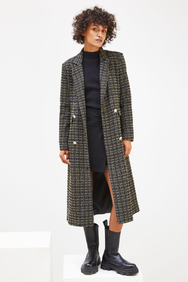 Wholesaler ELLI WHITE - Long tweed coat with pockets