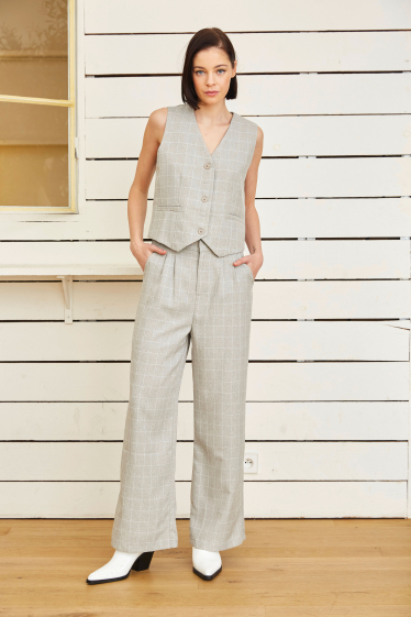 Wholesaler ELLI WHITE - Straight cut check print pants