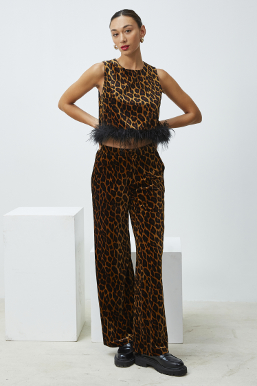 Wholesaler ELLI WHITE - Leopard print velvet pants
