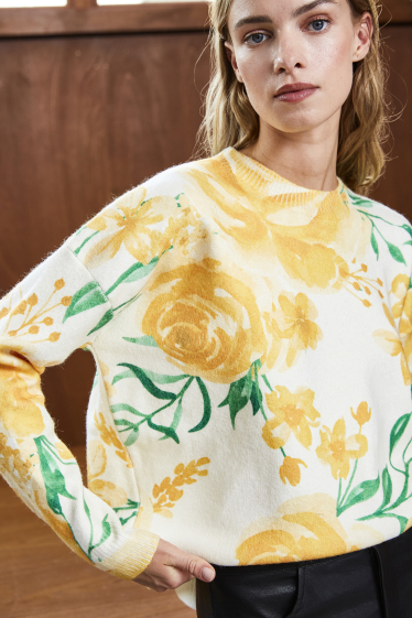 Wholesaler ELLI WHITE - Floral print wool sweater