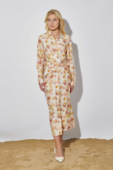 Großhändler ELLI WHITE - Bedrucktes Hemdblusenkleid aus Viskose