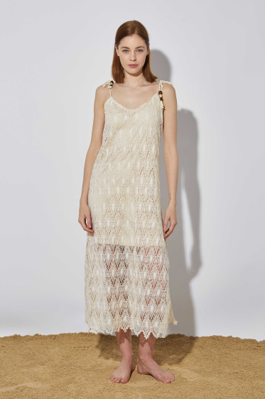 Wholesaler ELLI WHITE - Long dress with thick lace strap