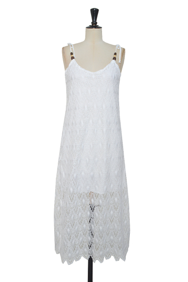 Großhändler ELLI WHITE - Langes Kleid mit dickem Spitzenträger